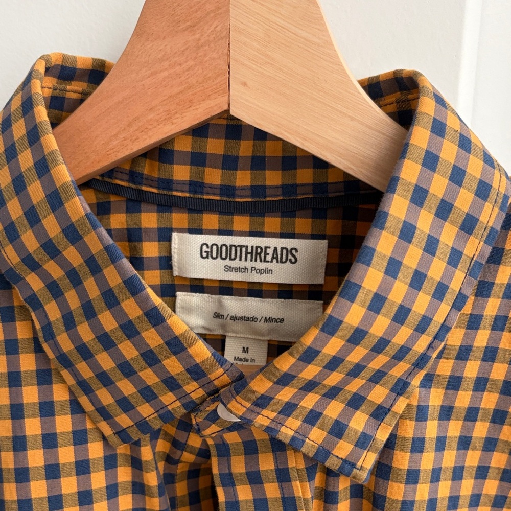 Goodthreads Men's Mustard and Navy Plaid Shirt